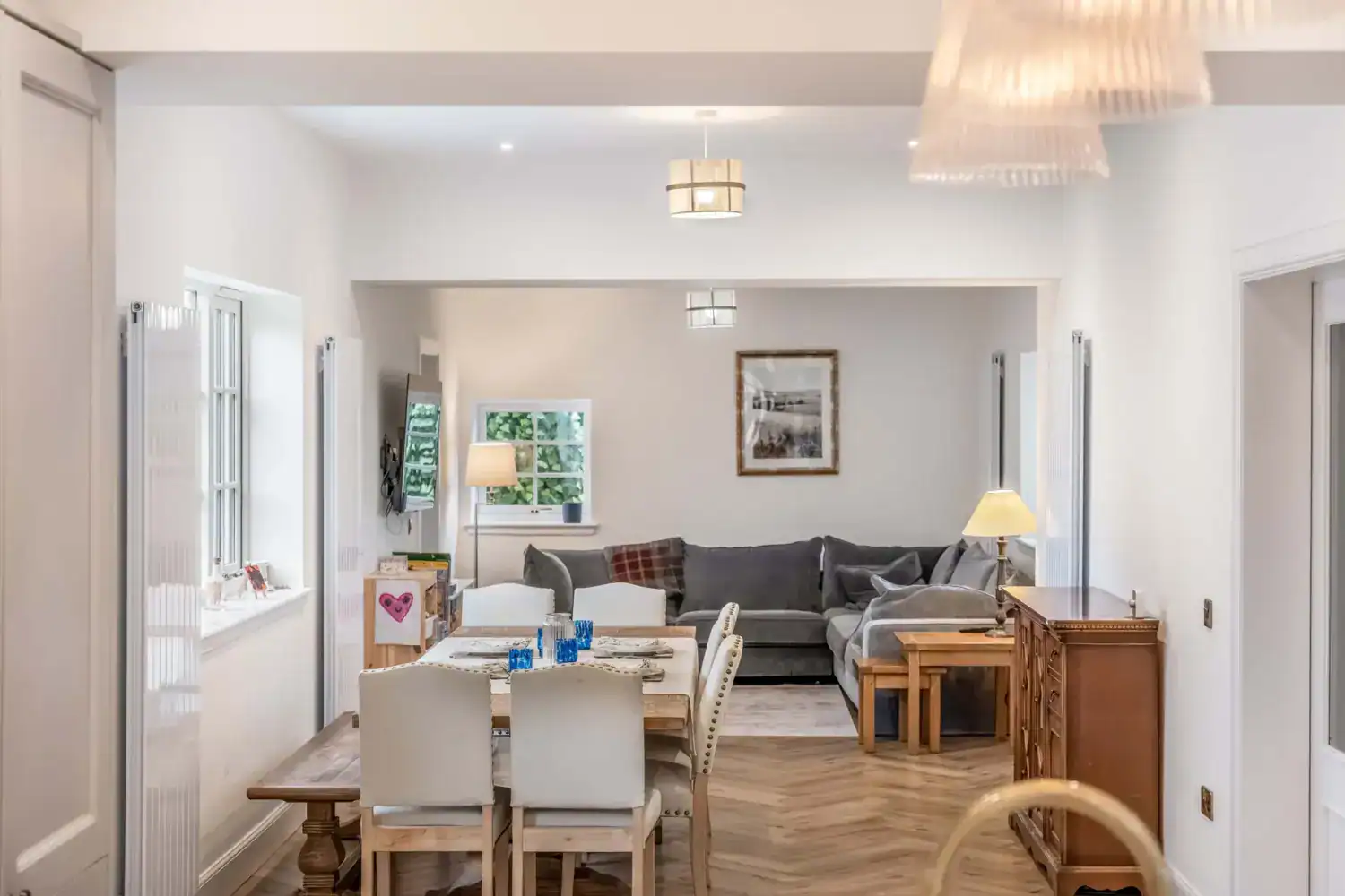Dining area opening into the living room at Hazel Drive